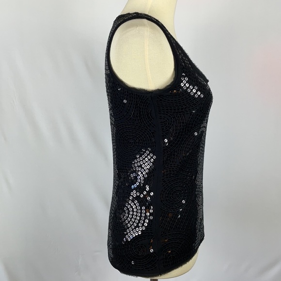 White House Black Market Lined Black Sequin Circle/Swirl Tank Top - Size XS - Picture 11 of 15